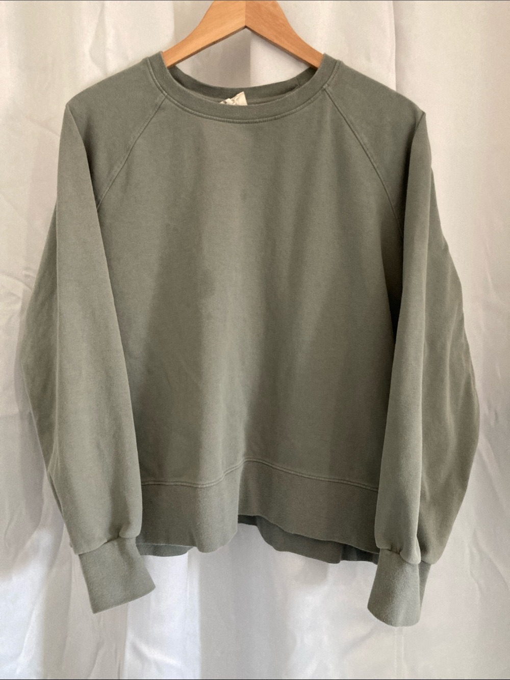 Pact Castor Green CloudKnit Raglan Crew Sweatshirt L